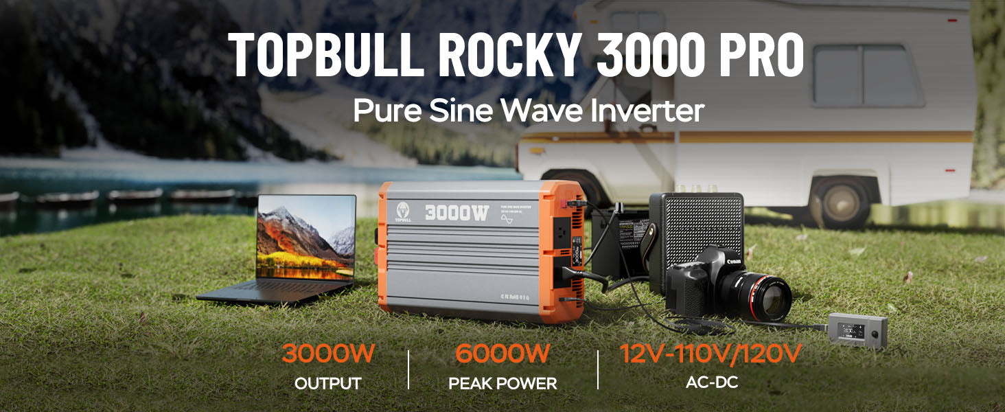 Rv Solar Inverter 3000W Pure Sine Wave Inverter, 6000W Peak for Vehicle, RV, Solar Power